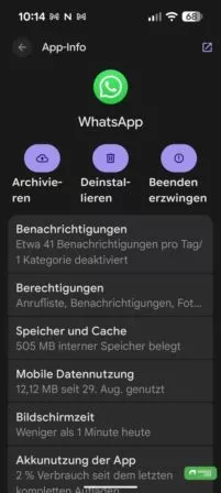 Neue App Info Übersichtsseite in Android 16