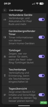 Die Tagesübersicht in der Live Anzeige