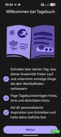 Start der Pixel Tagebuch App