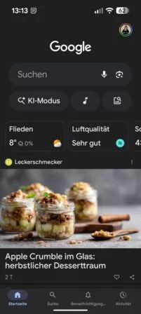Google Suche mit KI Button