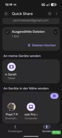 Die MacBooks werden über Quick Share erkannt