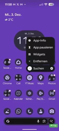 App Icons mit neuen Menüpunkten