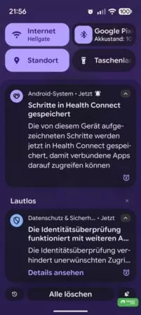 Health Connect speichert deine Schritte