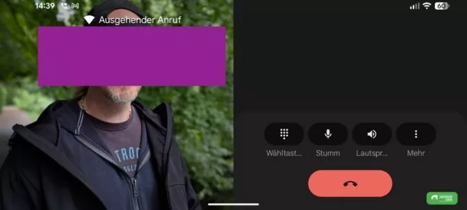 Telefon App von Google im Querformat