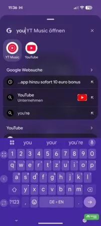 Der App Drawer schlägt immer die erste App zum Öffnen vor