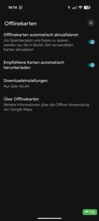 Offlinekarten in Google Maps