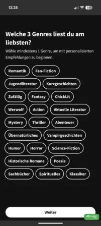 Genres in Wattpad auswählen