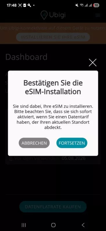 Ubigi eSIM Android App