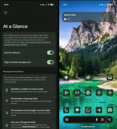 At a Glance mit Kontrastreichem Hintergrund