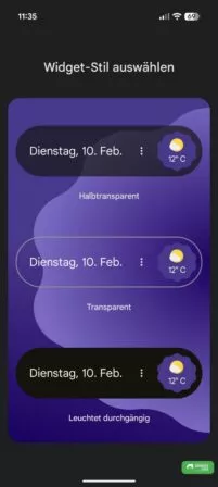 Das Live Anzeige Widget lässt sich anpassen