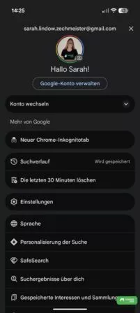 Suchergebnisse über dich zum Entfernen deiner Kontakdaten in der Google App
