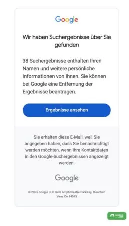 Eine Benachrichtigung, dass Kontaktdaten gefunden wurden