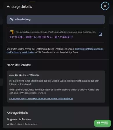 Status der Überprüfung deiner Kontaktdaten