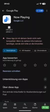 Now Playing Musikerkennung App noch nicht nutzbar