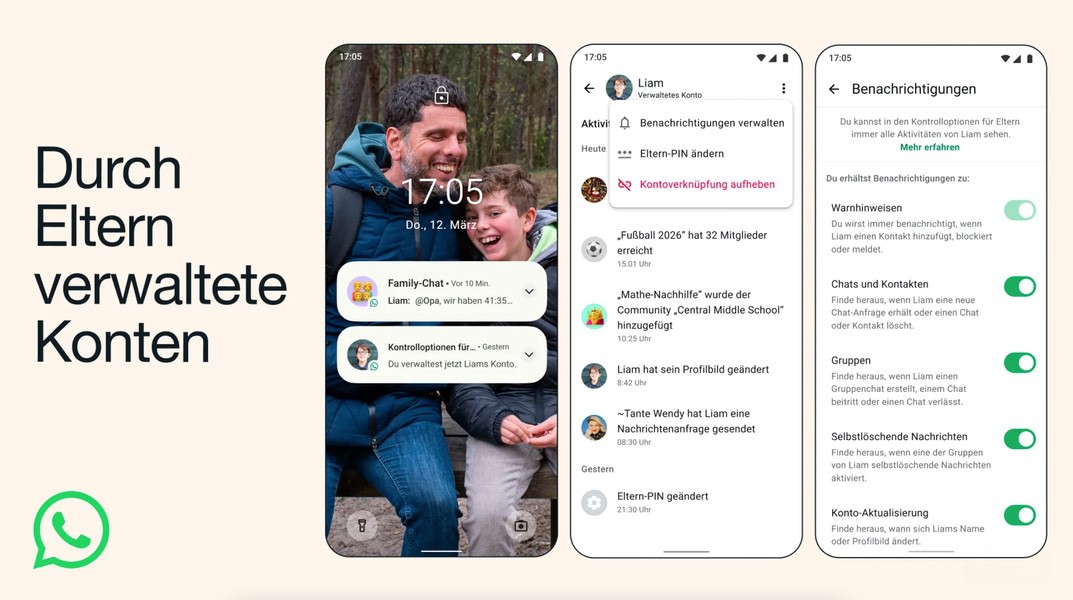 WhatsApp von Eltern verwaltete Konten