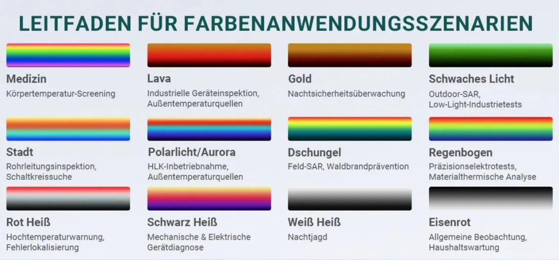 Farbpalette und Anwendungsgebiete der Vantrue TS1 Wärmebildkamera