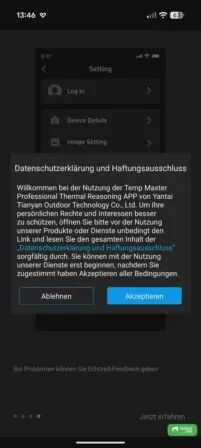 Datenschutzbestimmungen müssen aktzeptiert werden