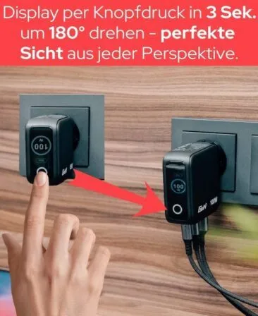 Ladegerät Verbatim Drehung des Displays per Touch-Button