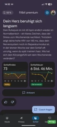 Tab Schlaf in der Google Health App