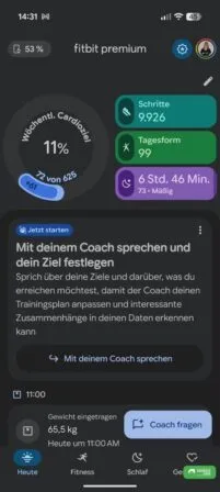 Tab Heute in der Google Health App