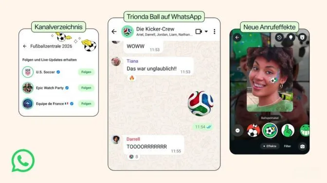 Fußball WM 2026 mit neuen Funktionen in WhatsApp