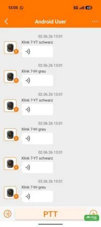 Gesprächsprotokoll eines Gruppenanrufs via PTT