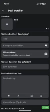 Erstelle einen eigenen Deal, den du im Netz gefunden hast und teile ihn mit der Community
