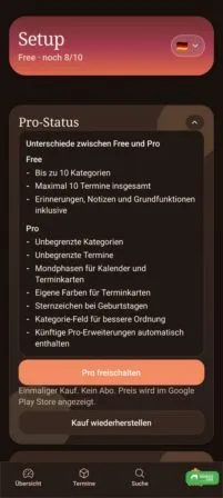 Du kannst die Pro Version von TerminKompass Terminplaner erwerben