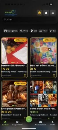Startseite der Anzeigen App Flinkanzeigen