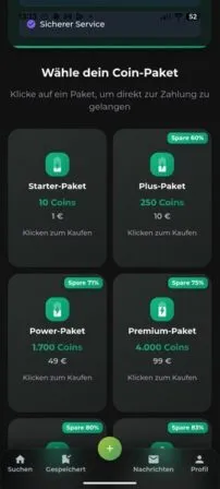 Coins bei der Anzeigen App