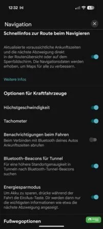 Android Auto zeigt über Google Maps den Tachometer