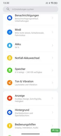 Notfall Akkuwechsel in den Einstellungen des Outdoor Handy Xever 8